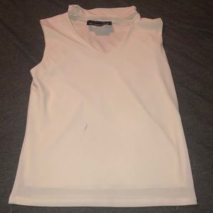 Un Deux Trois white short sleeve dress short sleeve shirt with high neck girls L